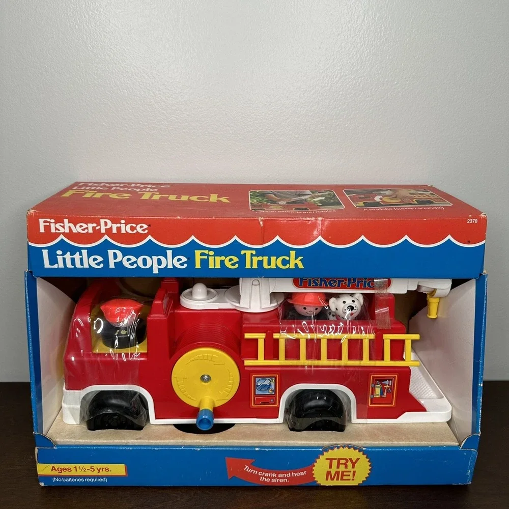 Fisher Price Little People Vintage Fire Truck Set 1993 90s Firefighter Dalmatian